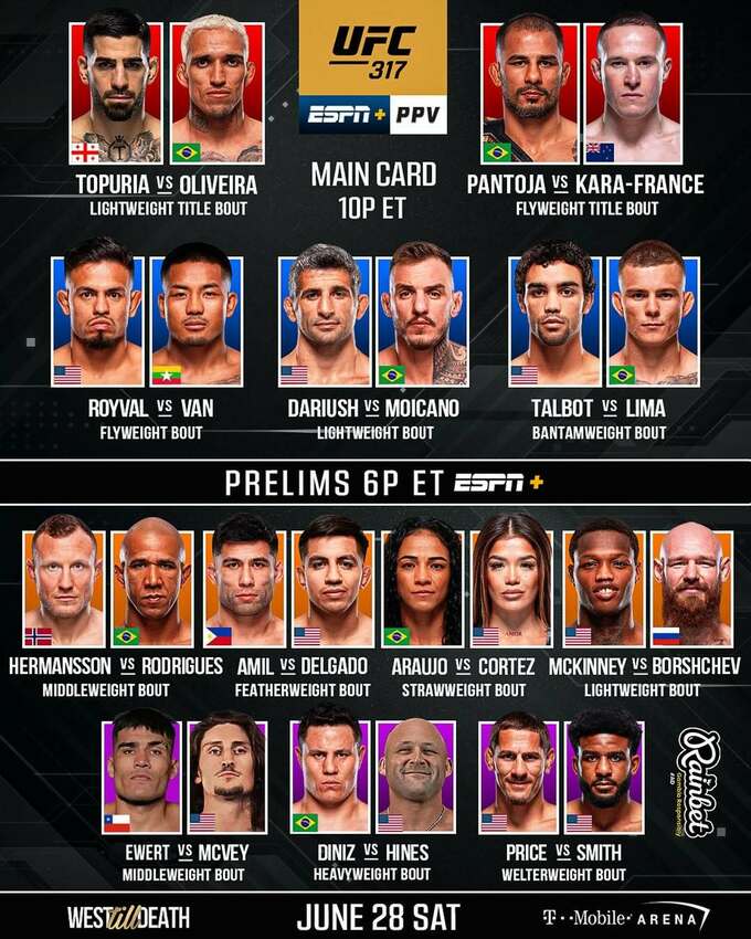 Preview Кард турнира UFC 317 в Лас-Вегасе