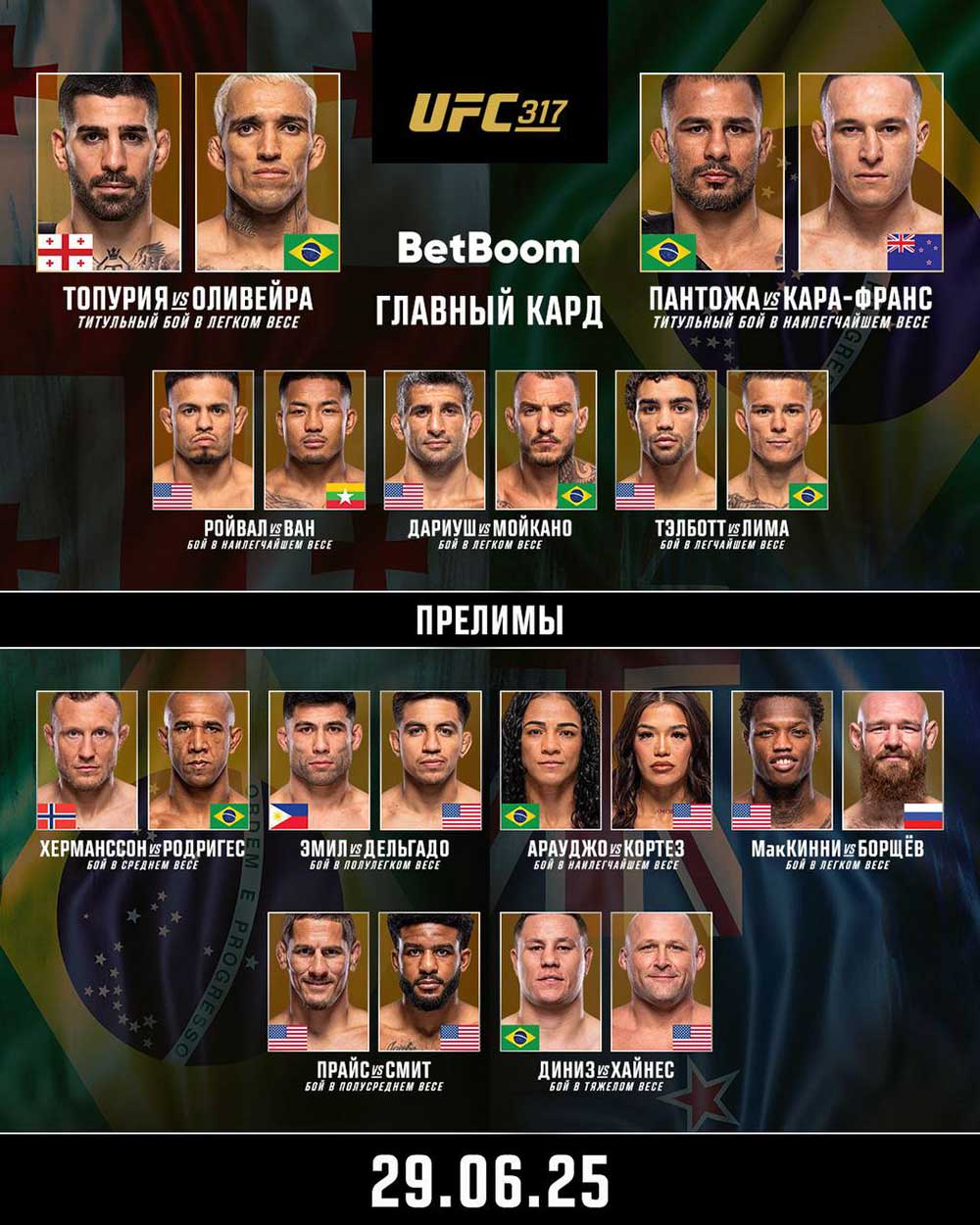 Preview Изменение в карде UFC 317: Дюма выбыл, Эверт заменит его в бою с МакВеем